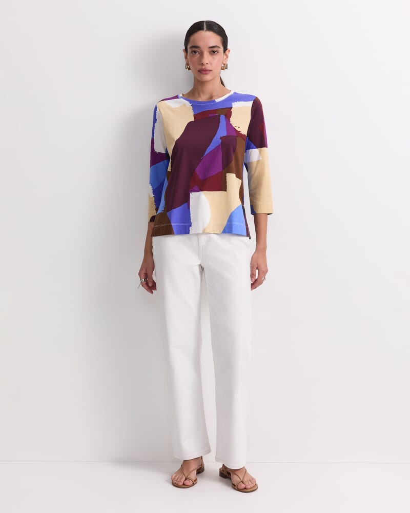 Cora 3/4 Sleeve Mercerised Tee in MULTI