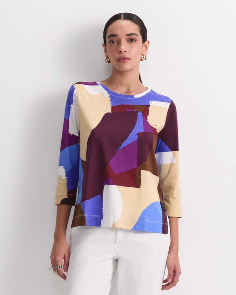 Cora 3/4 Sleeve Mercerised Tee in MULTI