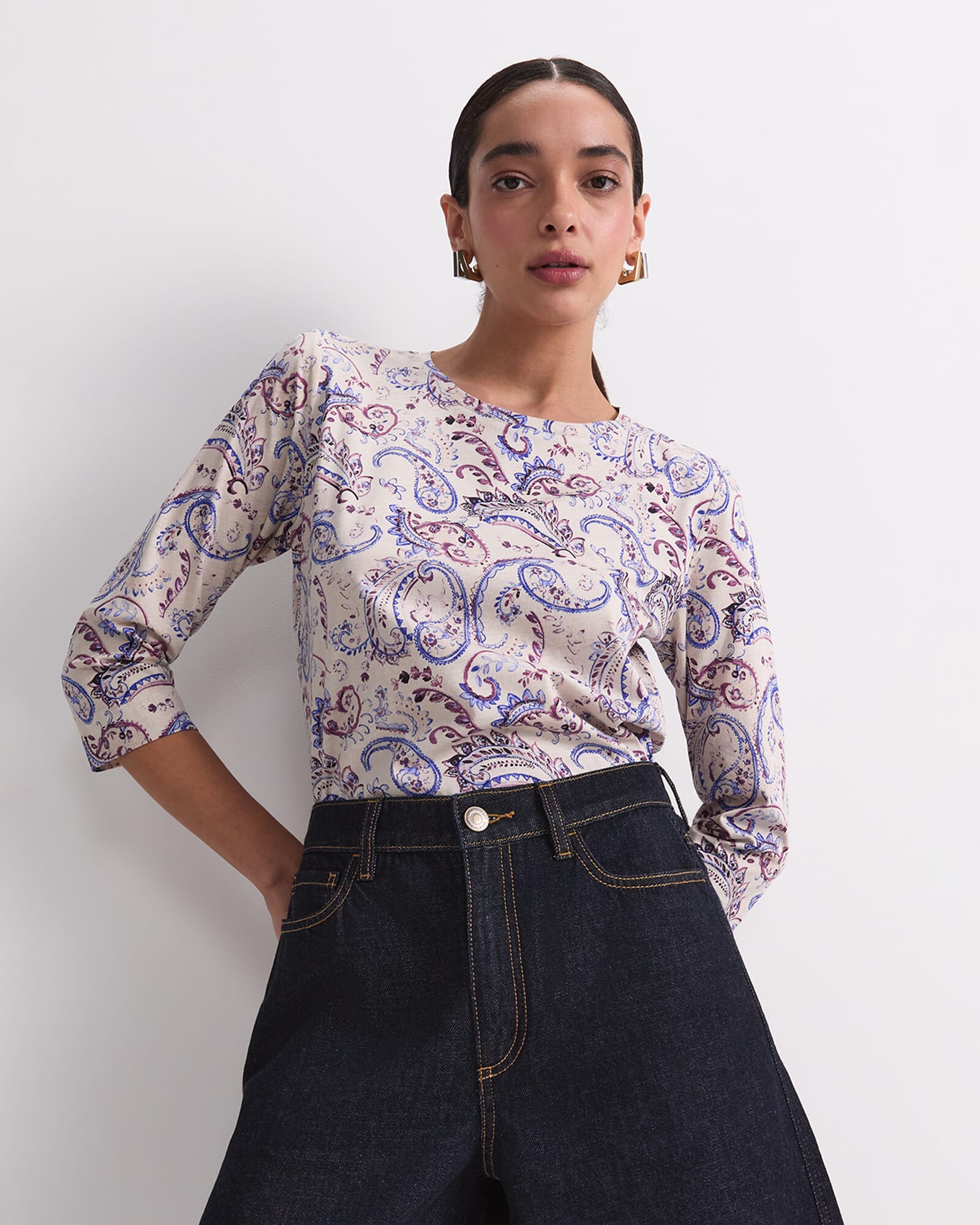 Ellie 3/4 Sleeve Mercerised Tee