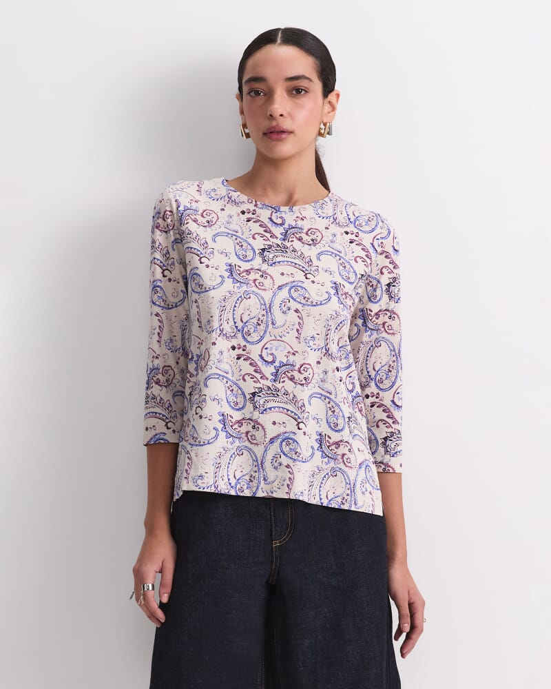 Ellie 3/4 Sleeve Mercerised Tee in PURPLE