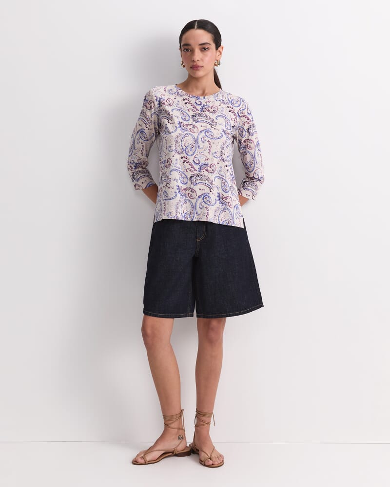 Ellie 3/4 Sleeve Mercerised Tee in PURPLE