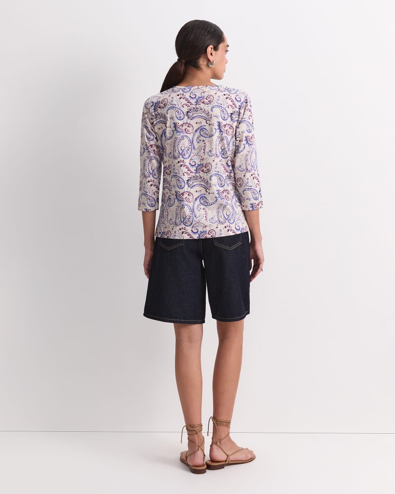 Ellie 3/4 Sleeve Mercerised Tee in PURPLE