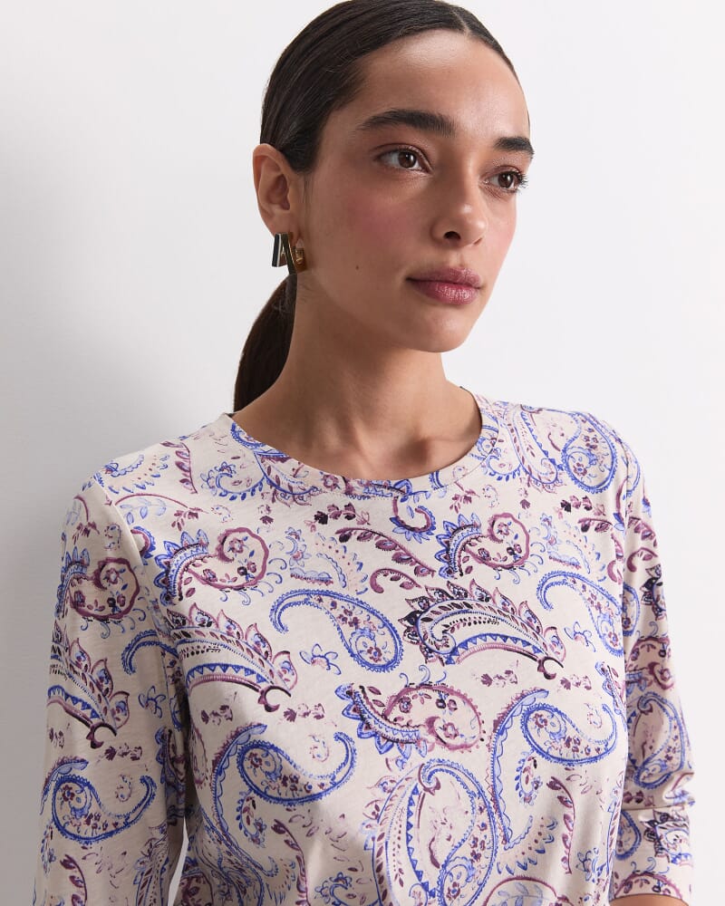 Ellie 3/4 Sleeve Mercerised Tee in PURPLE