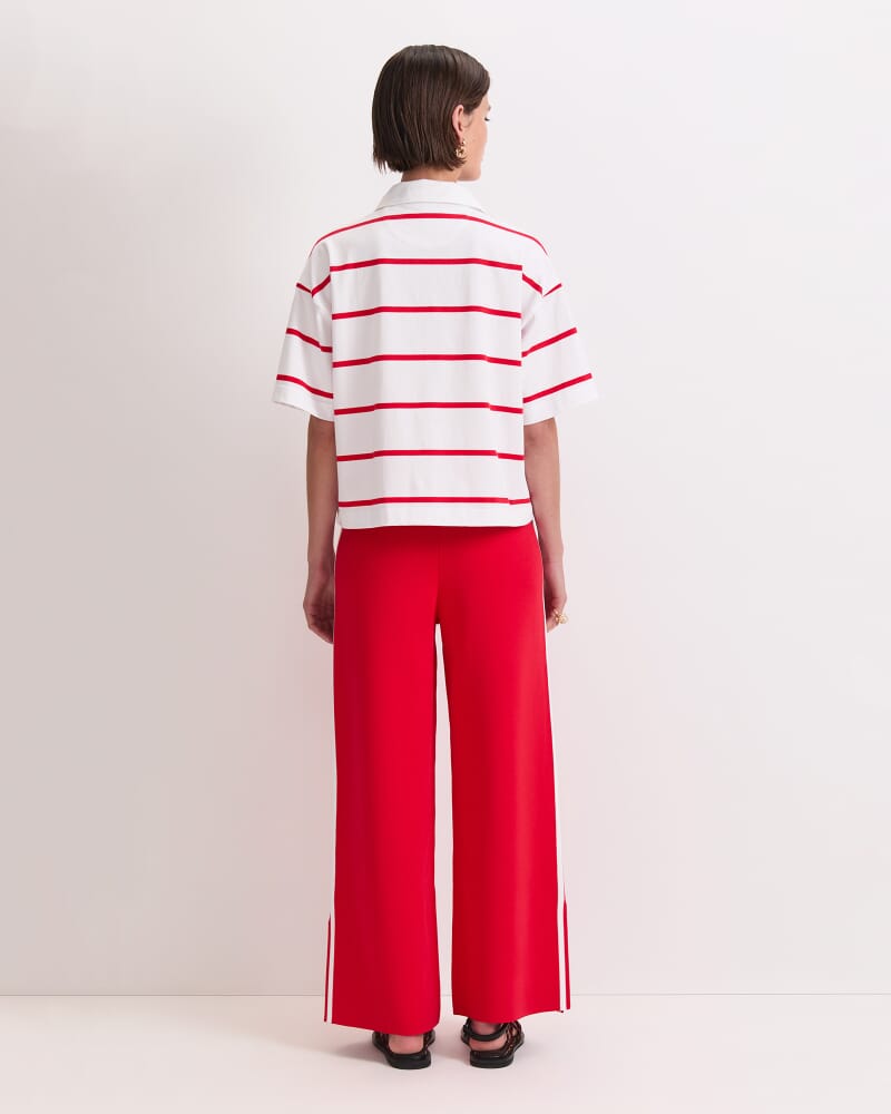 Short Sleeve Rugby Tee in WHITE/RED