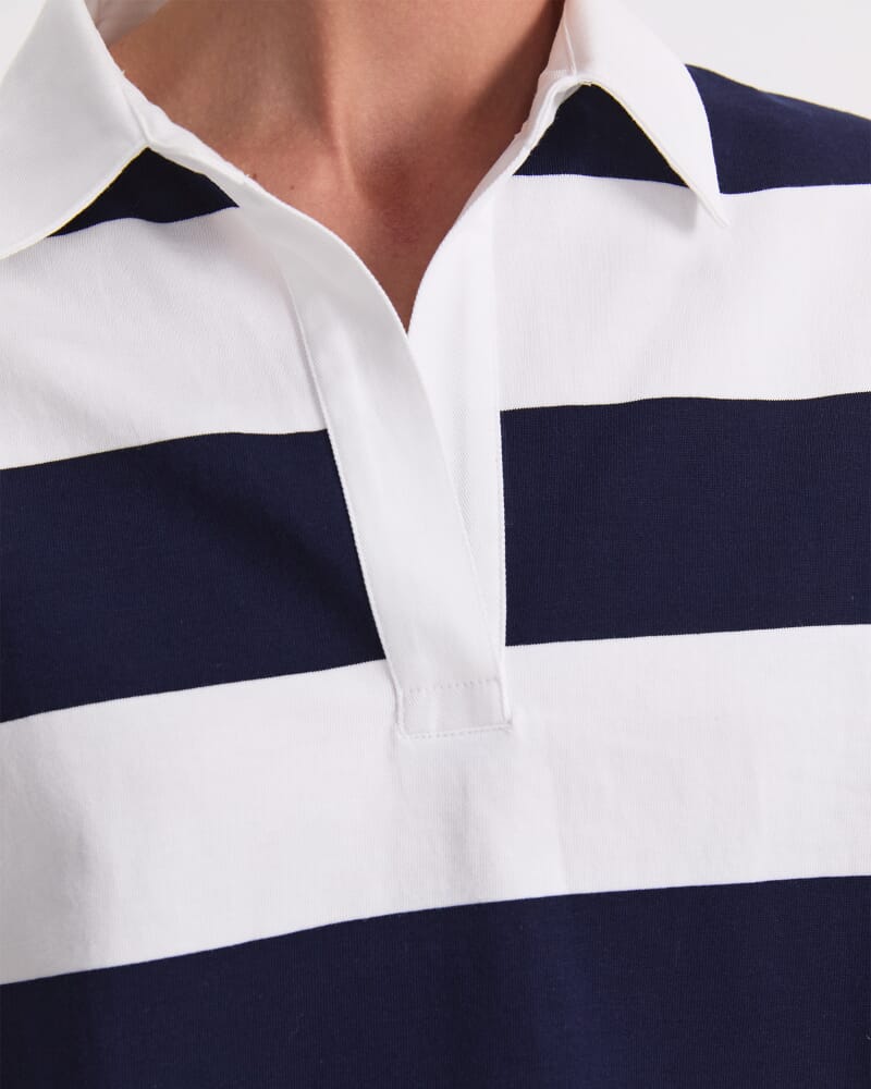 Short Sleeve Rugby Tee in WHITE/BLUE