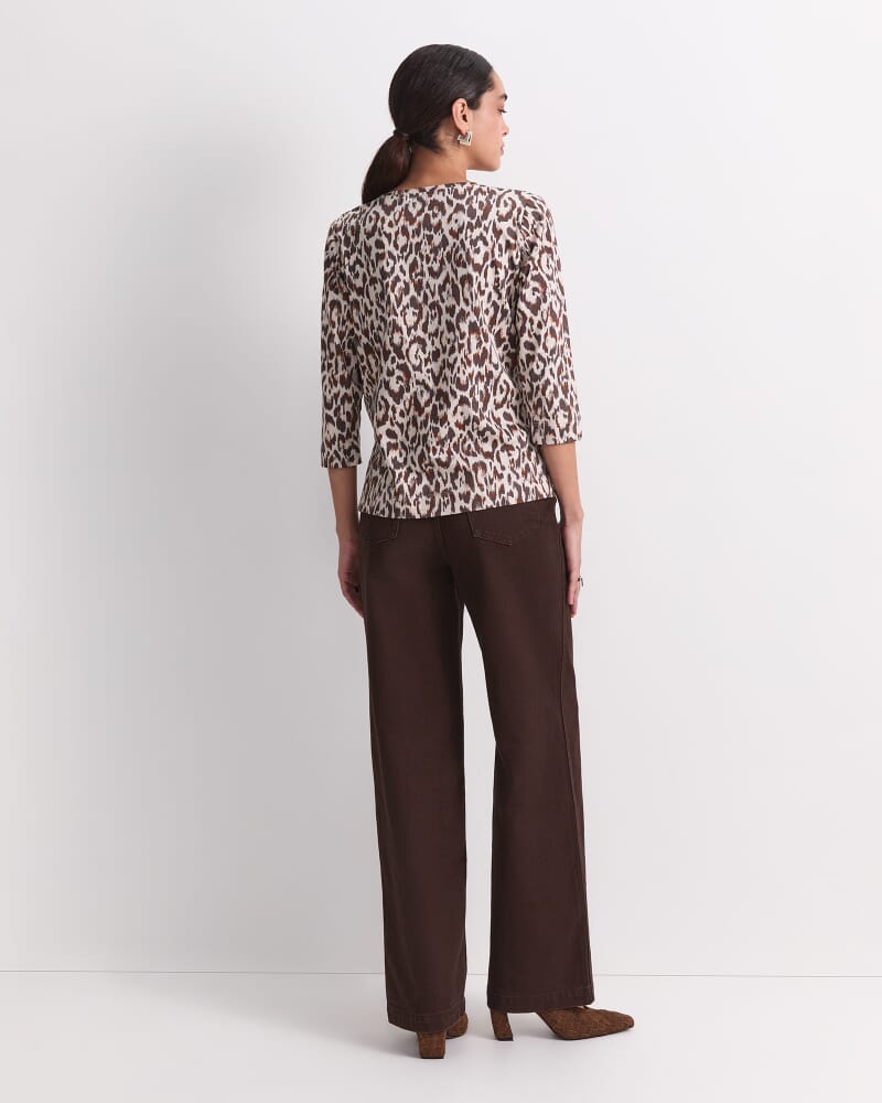 Lottie Animal 3/4 Mercerised Tee in BROWN/NATURAL