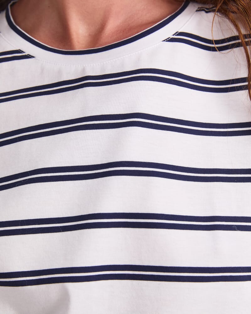 Maria Mercerised Tee in WHITE/NAVY