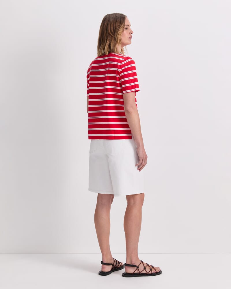Maria Mercerised Tee in RED/WHITE