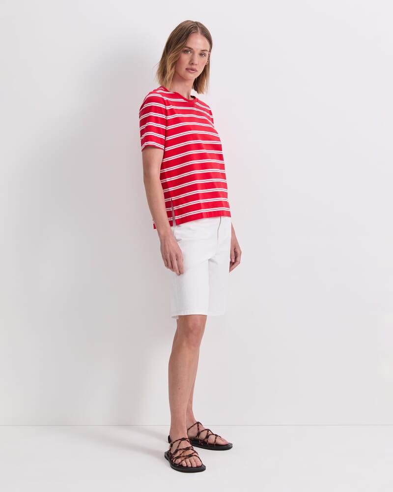Maria Mercerised Tee in RED/WHITE