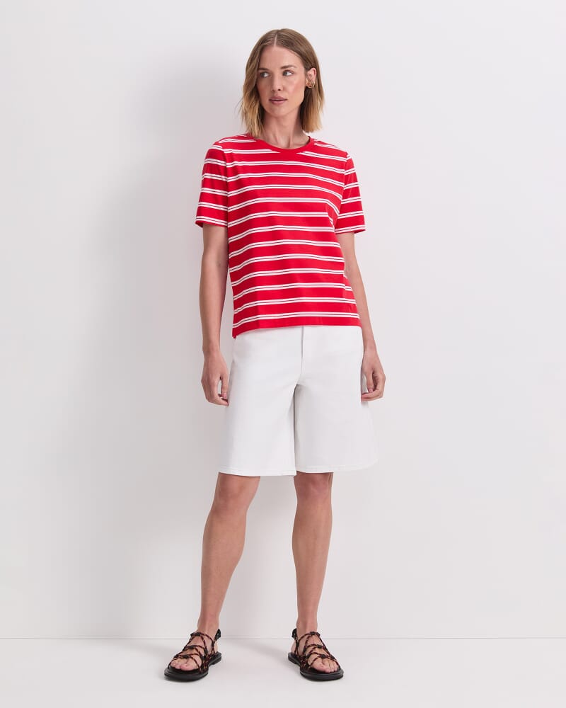 Maria Mercerised Tee in RED/WHITE