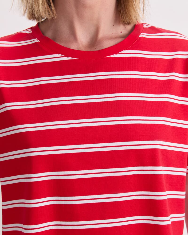 Maria Mercerised Tee in RED/WHITE