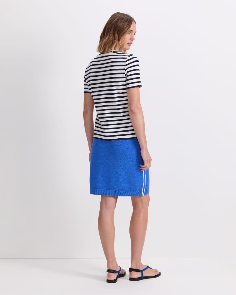 Maria Mercerised Tee in WHITE/NAVY