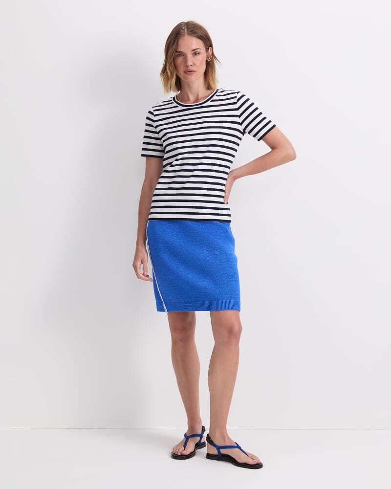 Maria Mercerised Tee in WHITE/NAVY