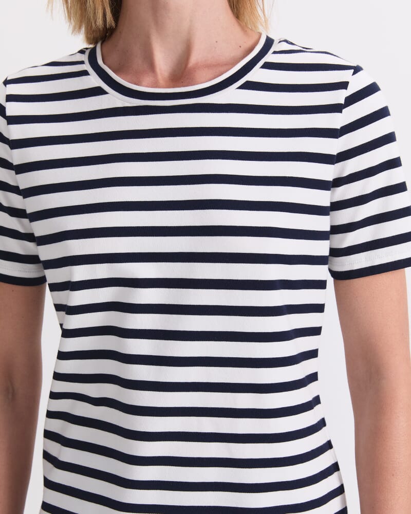 Maria Mercerised Tee in WHITE/NAVY