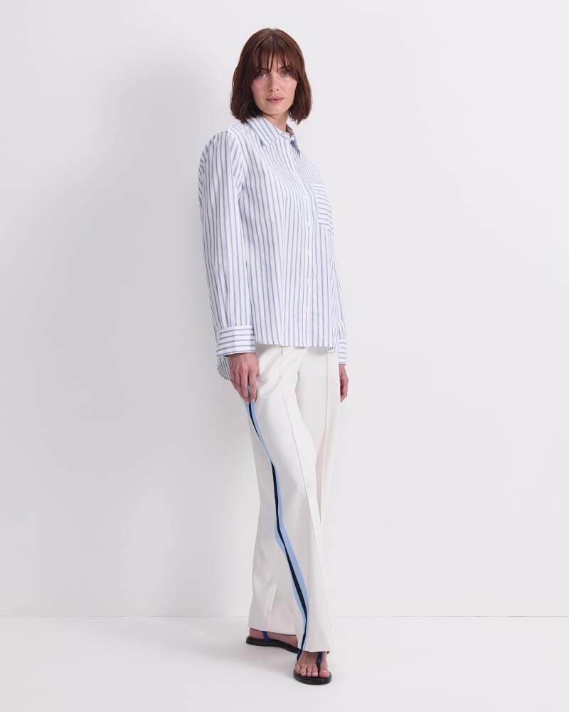 Logo Stripe Pocket Shirt in WHITE/BLUE