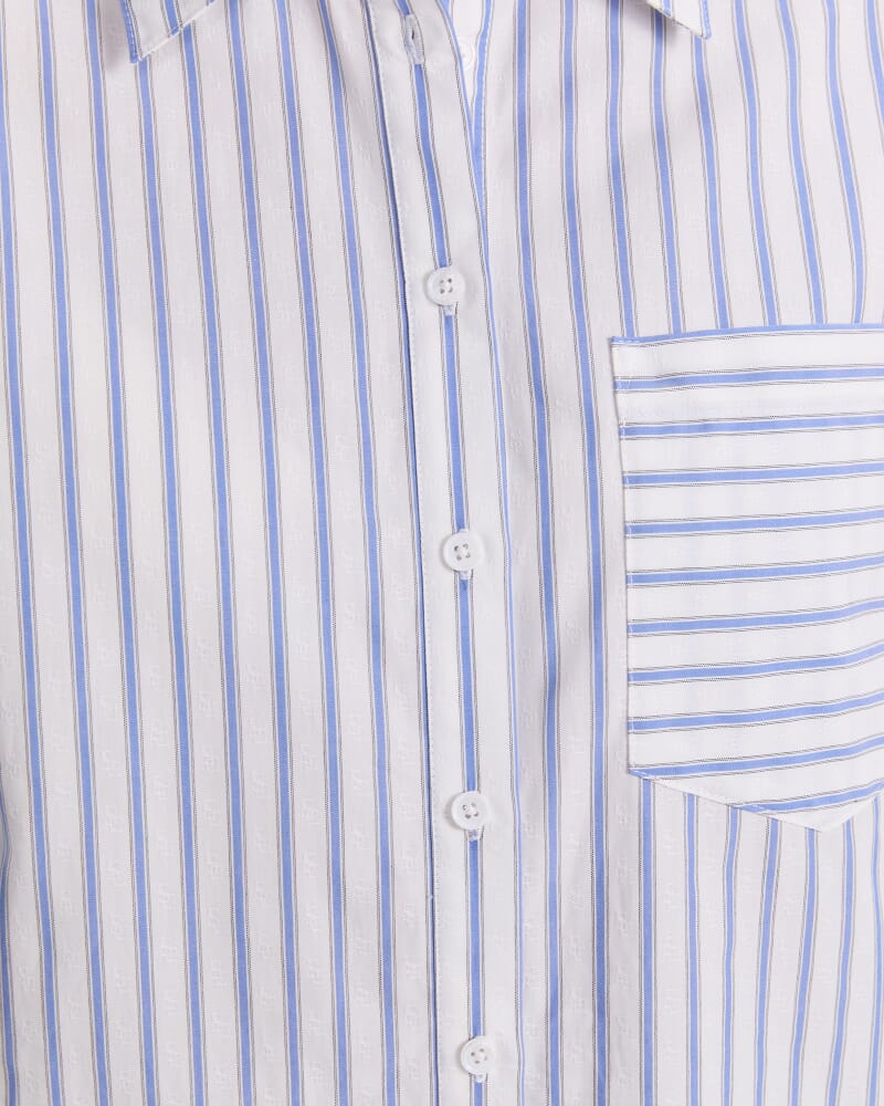 Logo Stripe Pocket Shirt in WHITE/BLUE