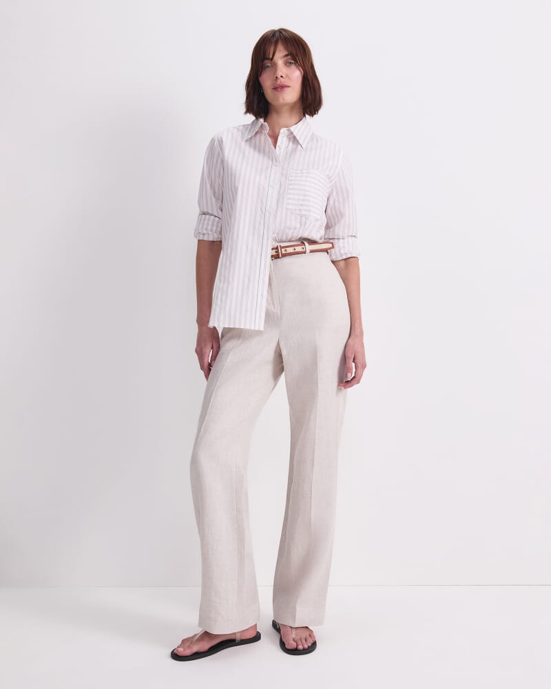 Logo Stripe Pocket Shirt in WHITE/PINK