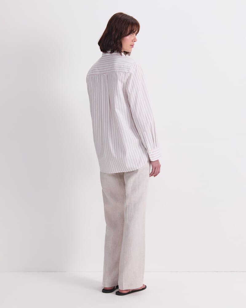 Logo Stripe Pocket Shirt in WHITE/PINK