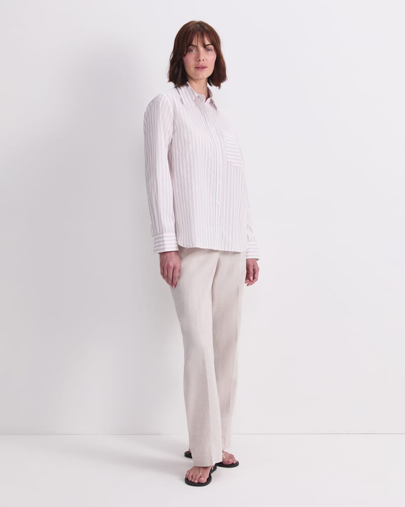 Logo Stripe Pocket Shirt in WHITE/PINK