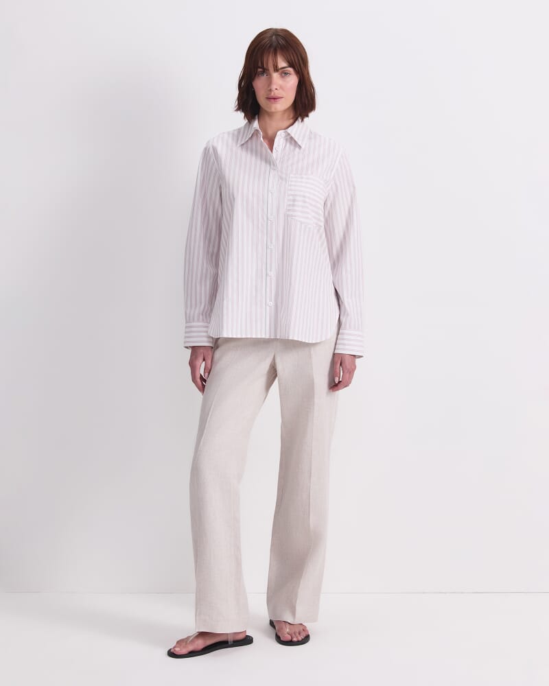 Logo Stripe Pocket Shirt in WHITE/PINK