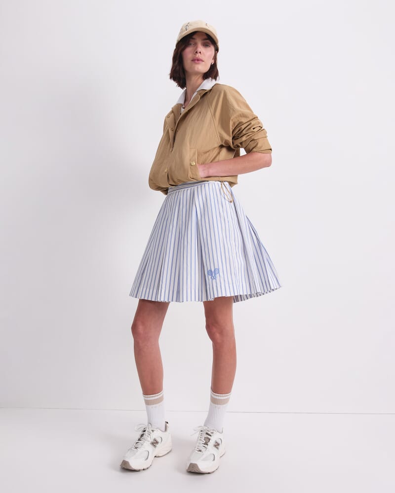 Logo Stripe Tennis Skirt in WHITE/BLUE
