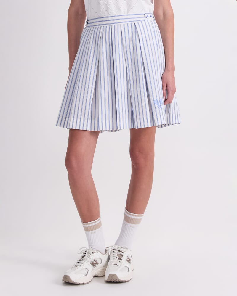 Logo Stripe Tennis Skirt in WHITE/BLUE