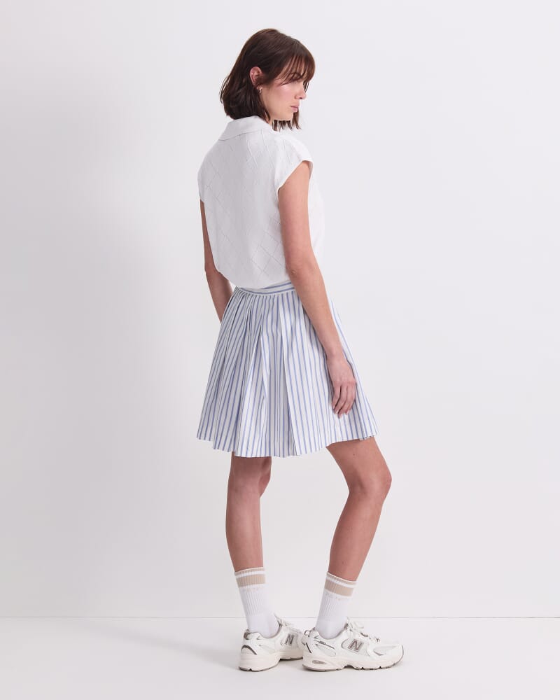 Logo Stripe Tennis Skirt in WHITE/BLUE