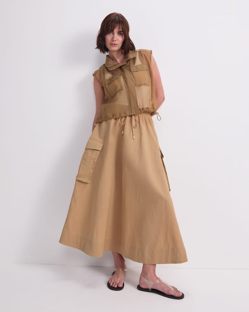 Tia Pocket Maxi Skirt in SAND