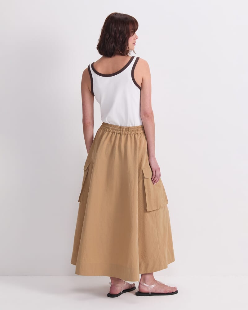 Tia Pocket Maxi Skirt in SAND