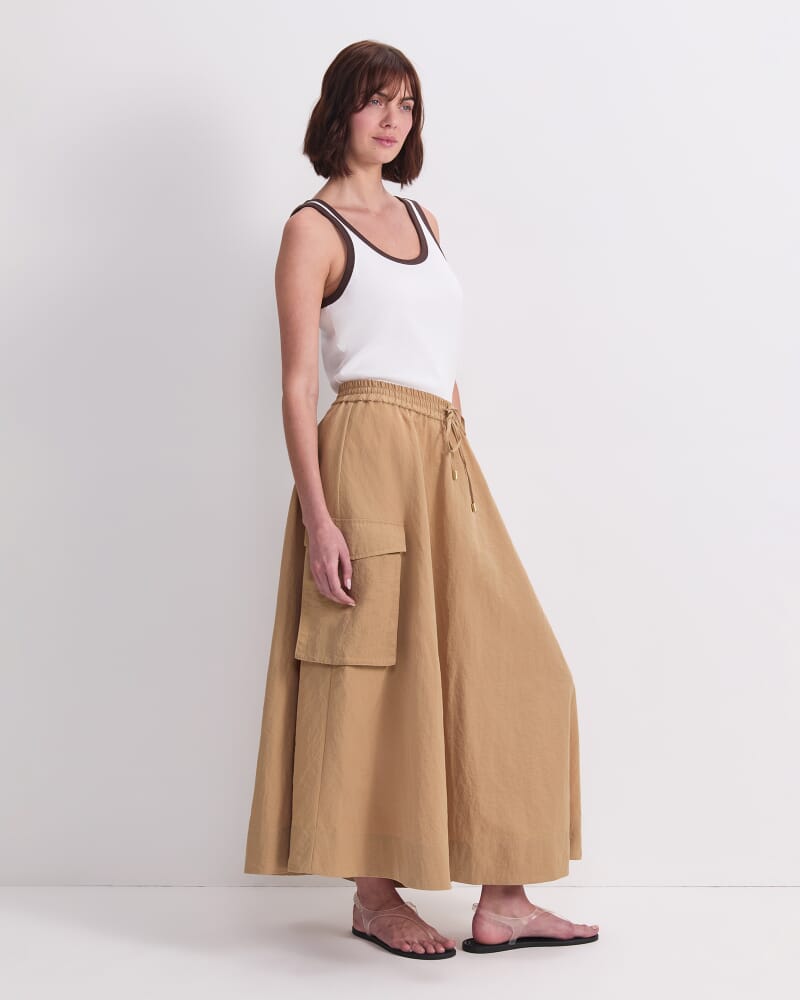 Tia Pocket Maxi Skirt in SAND