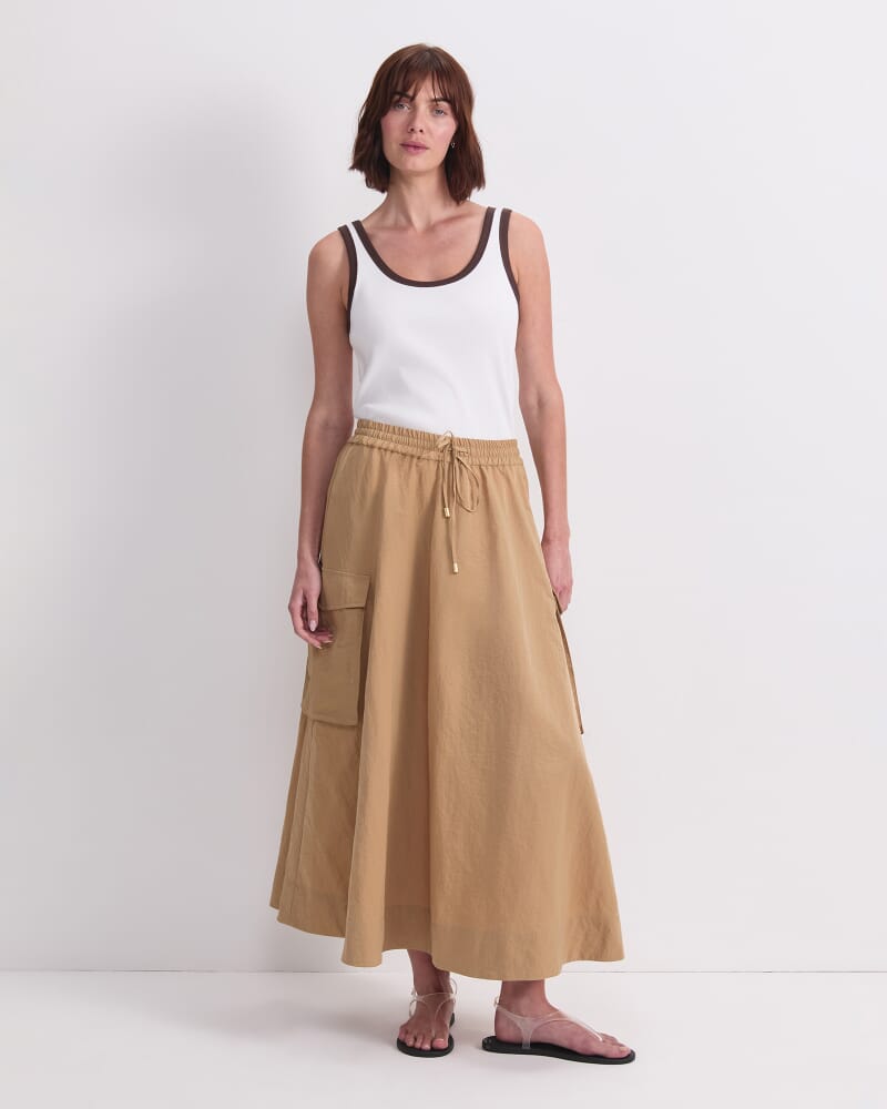 Tia Pocket Maxi Skirt in SAND