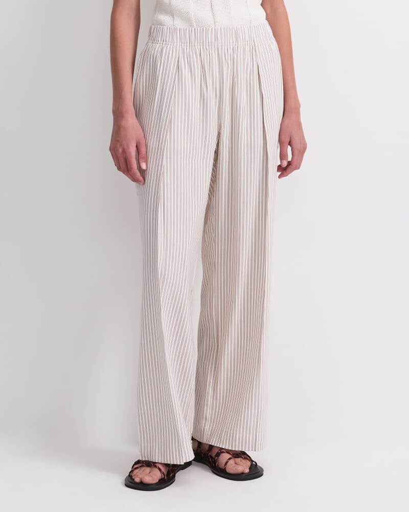 Rosa Straight Leg Linen Pant in NATURAL/IVORY