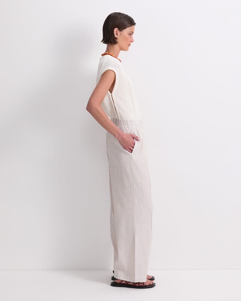 Rosa Straight Leg Linen Pant in NATURAL/IVORY