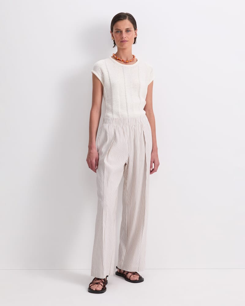 Rosa Straight Leg Linen Pant in NATURAL/IVORY