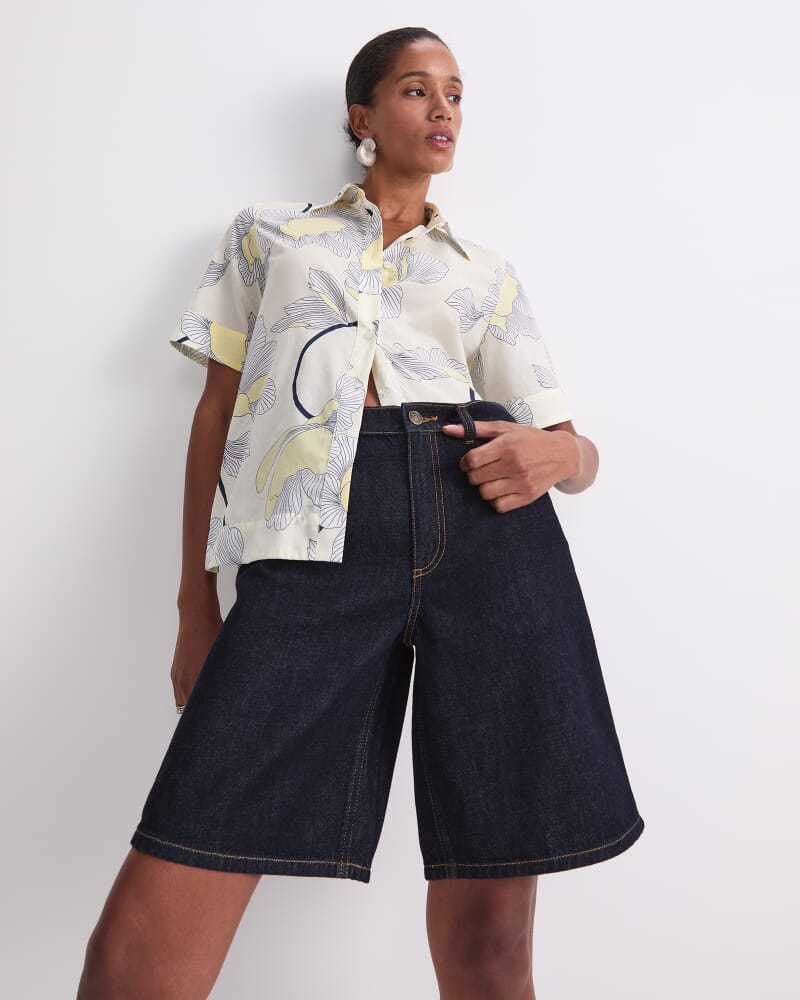 Manon Short Sleeve Lily Voile Shirt in YELLOW MULTI