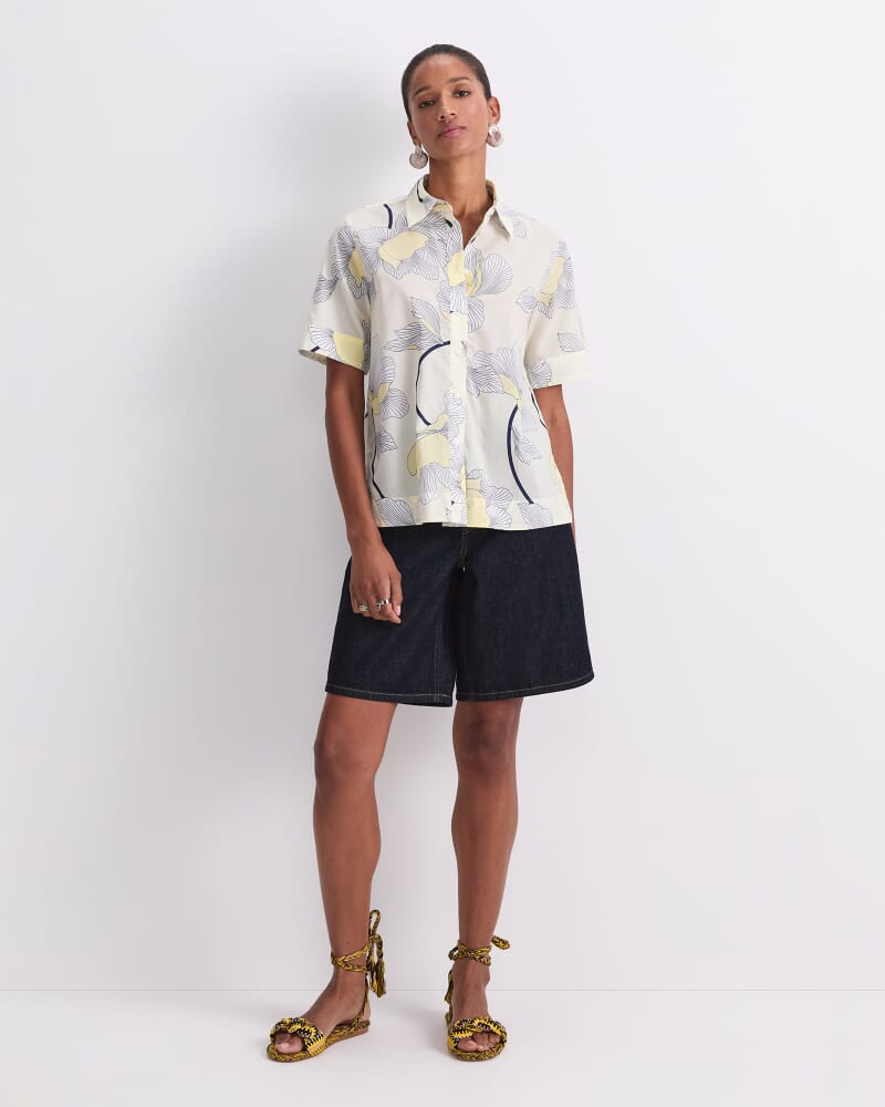 Manon Short Sleeve Lily Voile Shirt in YELLOW MULTI
