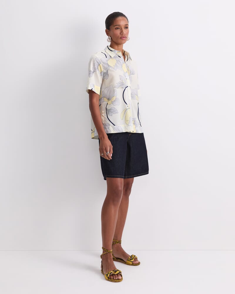 Manon Short Sleeve Lily Voile Shirt in YELLOW MULTI