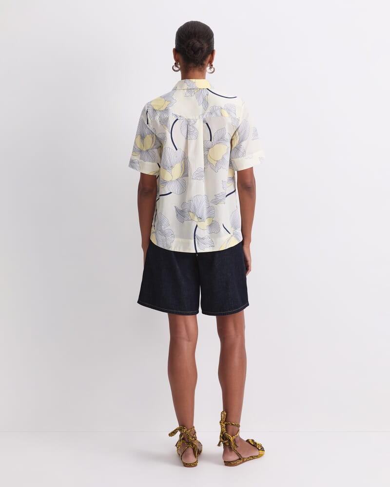 Manon Short Sleeve Lily Voile Shirt in YELLOW MULTI