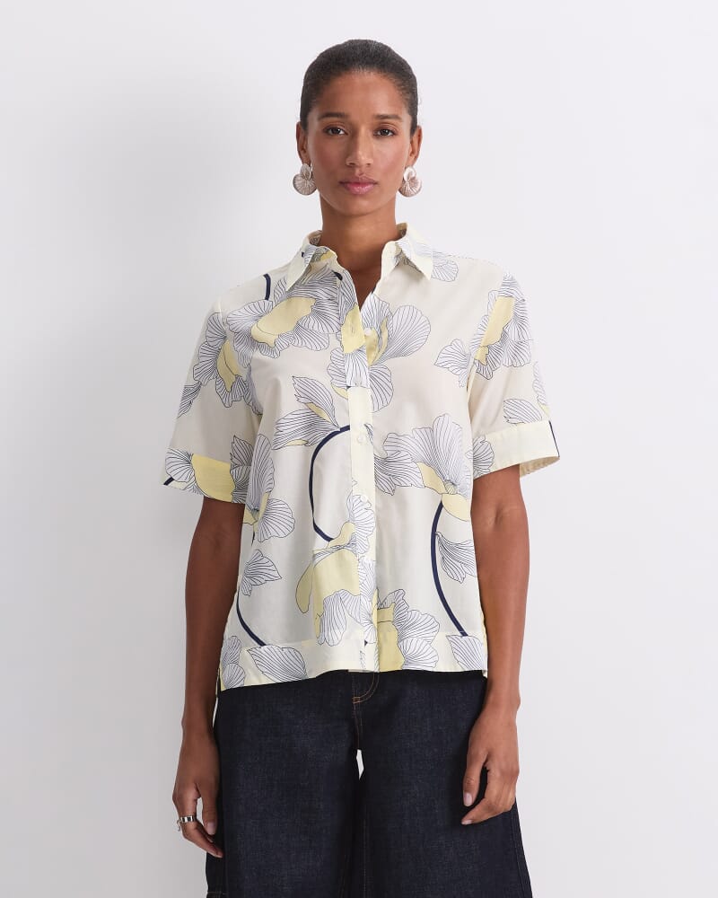 Manon Short Sleeve Lily Voile Shirt in YELLOW MULTI