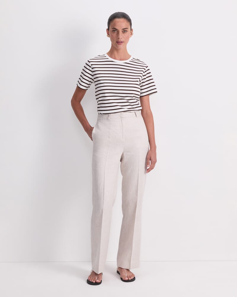 Freya Straight Linen Pant in STRING