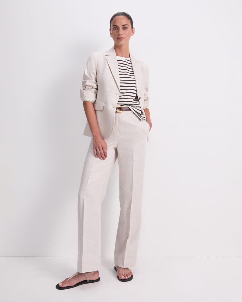 Freya Straight Linen Pant in STRING