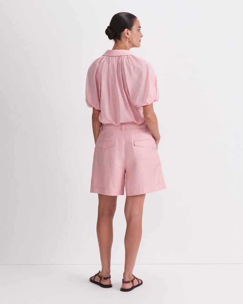 Jamie Linen Pleat Short in DUSTY ROSE
