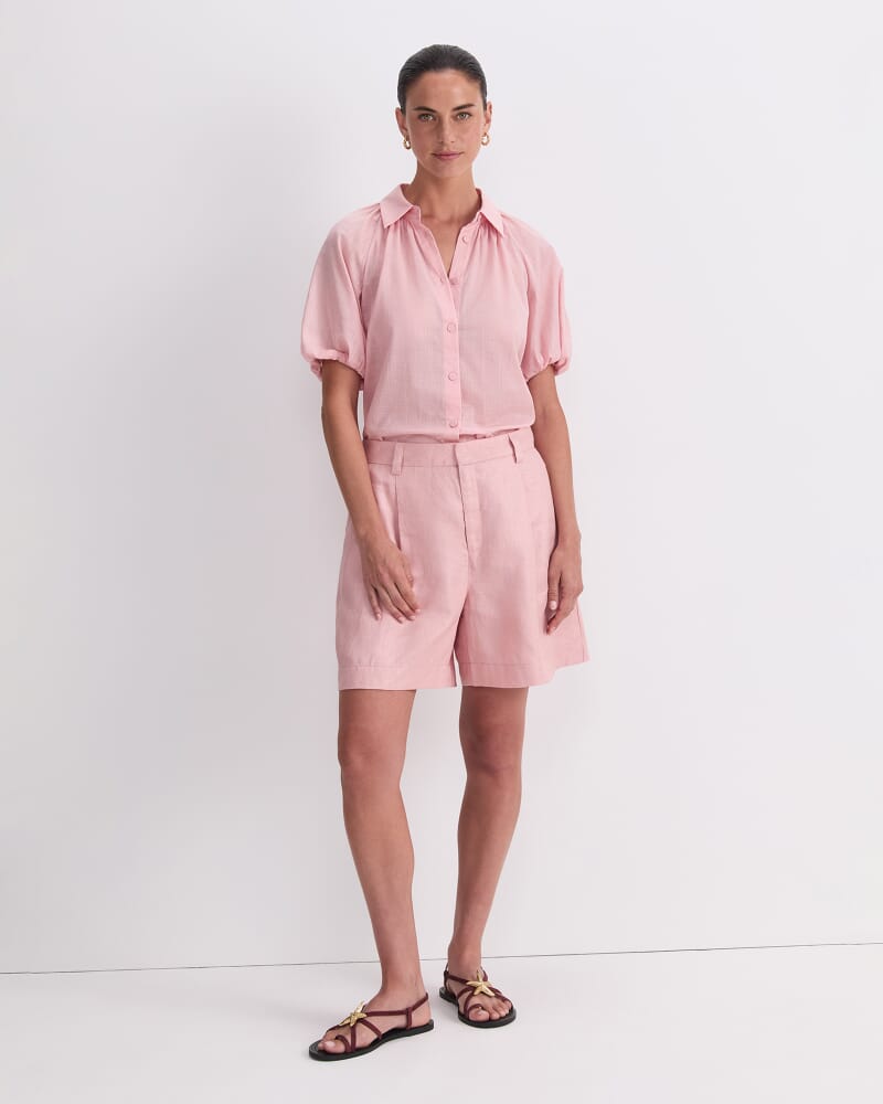 Jamie Linen Pleat Short in DUSTY ROSE