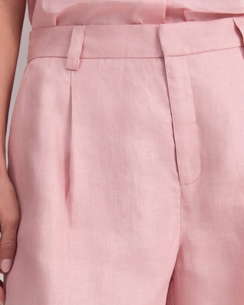 Jamie Linen Pleat Short in DUSTY ROSE