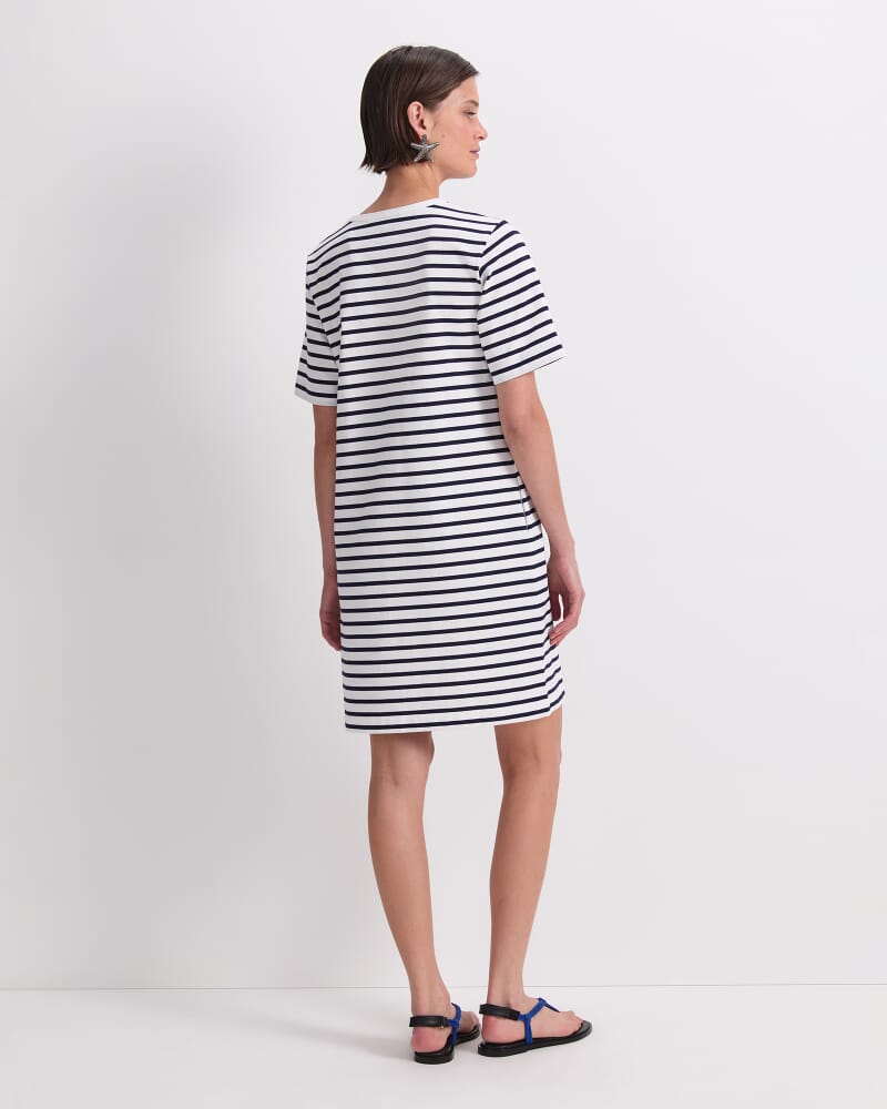 Stripe Shopper Mini Dress in WHITE/NAVY