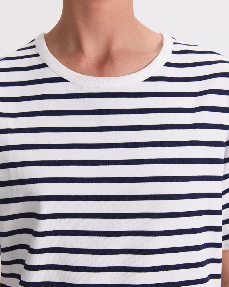 Stripe Shopper Mini Dress in WHITE/NAVY