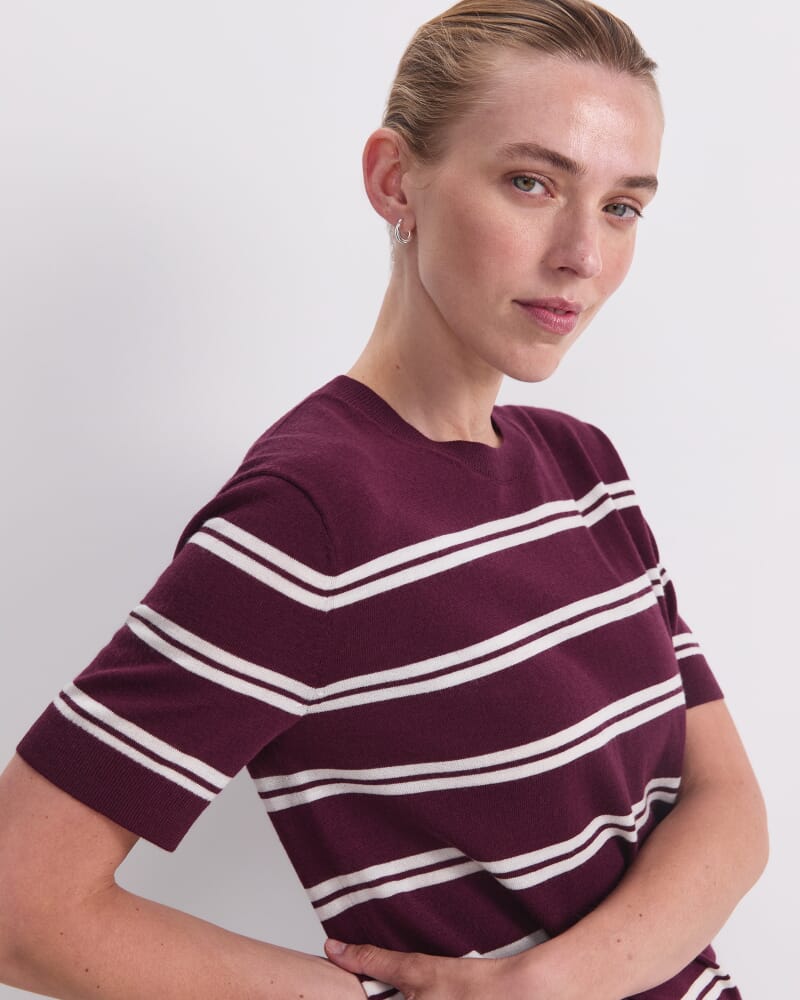 Francis Merino Tee in IVORY/PLUM