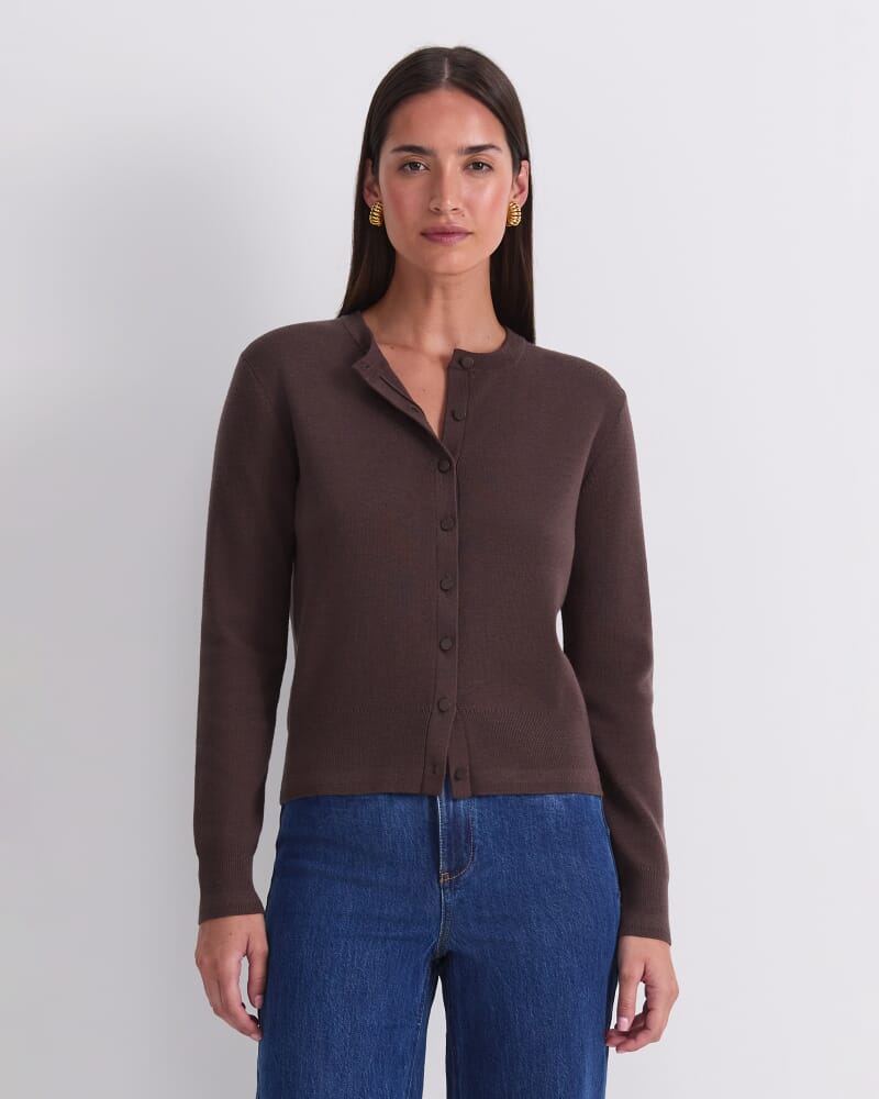 Francis Merino Cardigan in CHOCOLATE