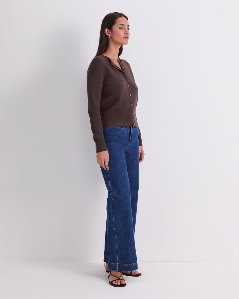 Francis Merino Cardigan in CHOCOLATE