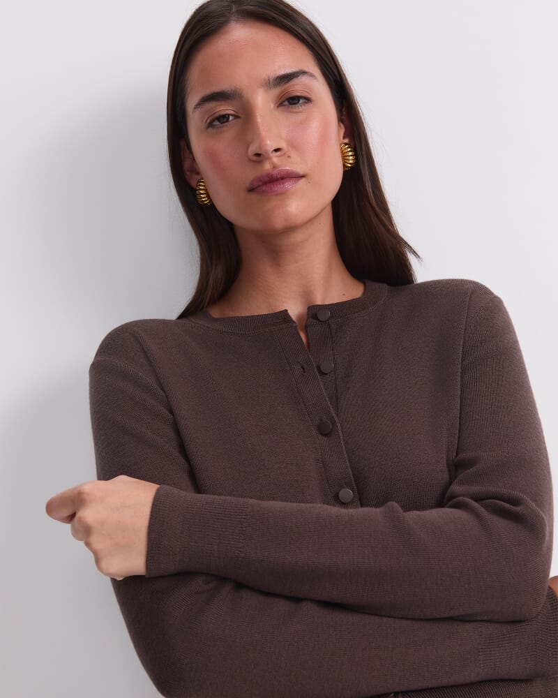 Francis Merino Cardigan in CHOCOLATE